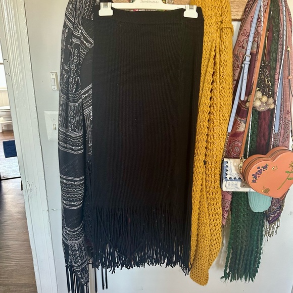 Zimmermann Black Fringe Midi Skirt - Picture 1 of 2